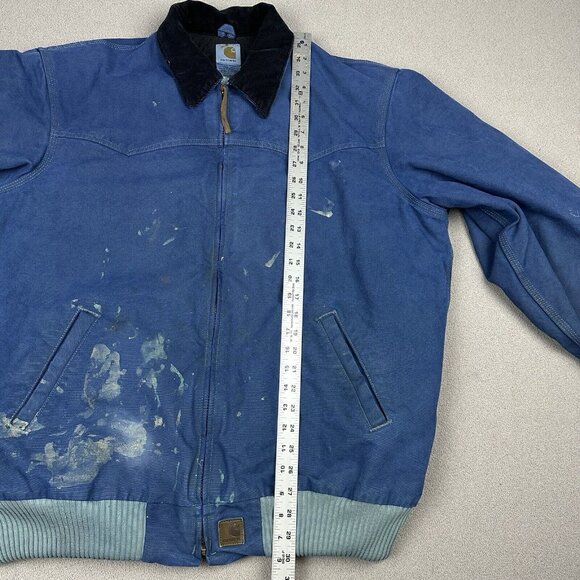 VTG Carhartt Jacket J14 Men’s XL Tall Blue Santa Fe Quilted Line Western - Picture 6 of 7